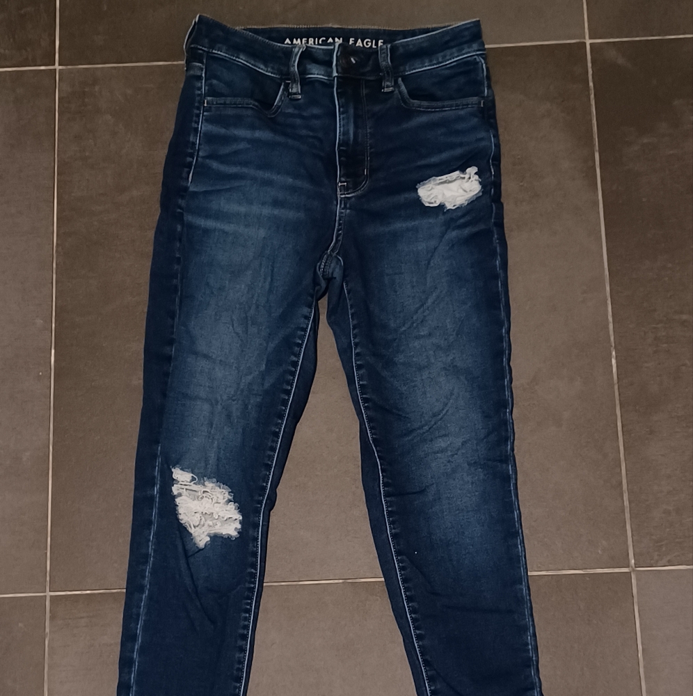 American Eagle Outfitters Dark Blue Distressed Jeans